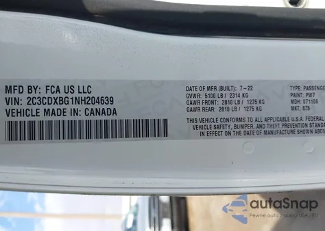 2022 Dodge Charger Sxt Rwd z USA, uszkodzony, nr VIN 2C3CDXBG1NH204639